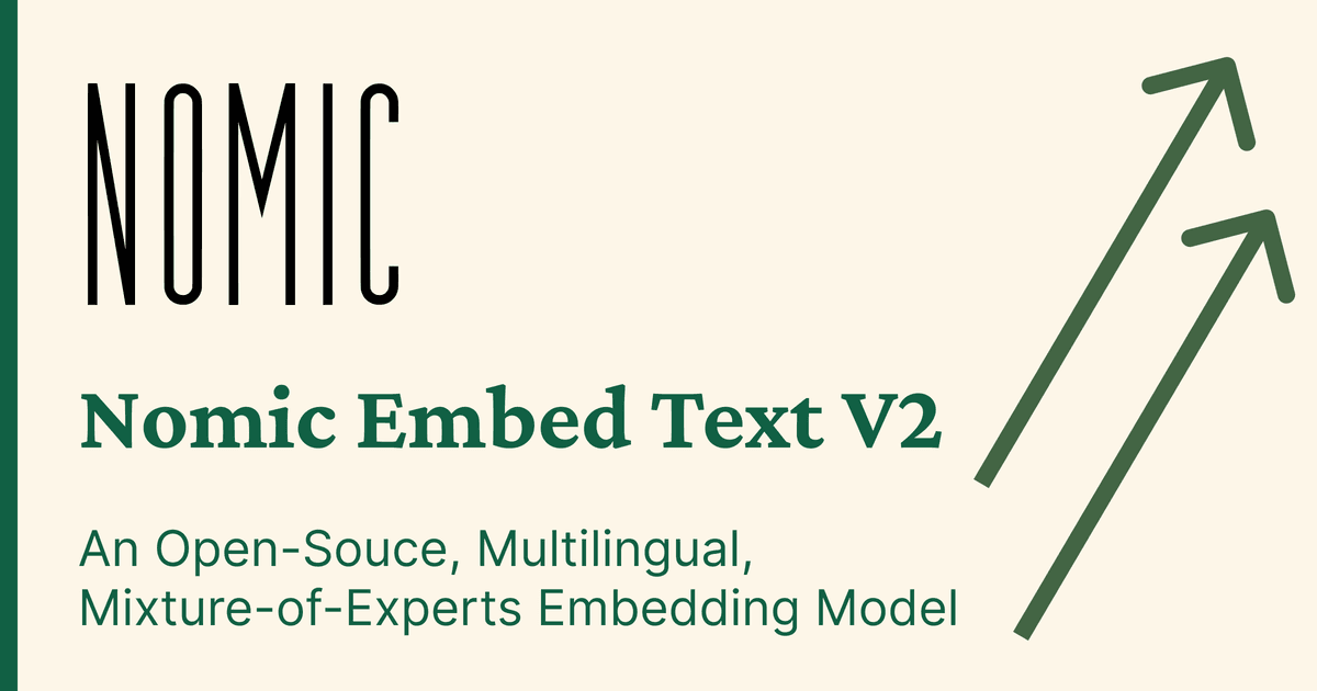 Thumbnail for Nomic Embed Text V2: An Open Source, Multilingual, Mixture-of-Experts Embedding Model